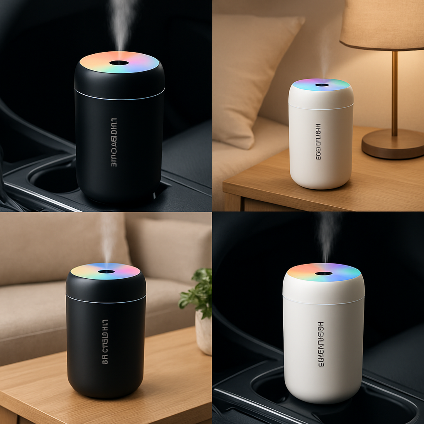 Diffuseur Veilleuse 3-en-1 — Humidificateur · Arômes · Lumière LED