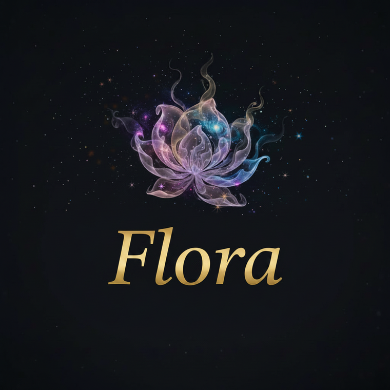 Logo Flora - Galaxie dans la fleur de vapeur